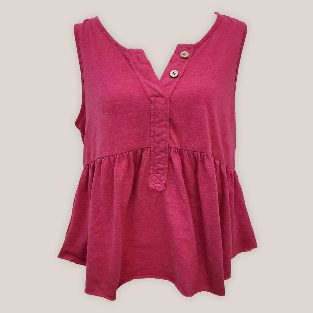 COCO + JAIMESON Hot Pink Blouse | Flare Top with Buttons